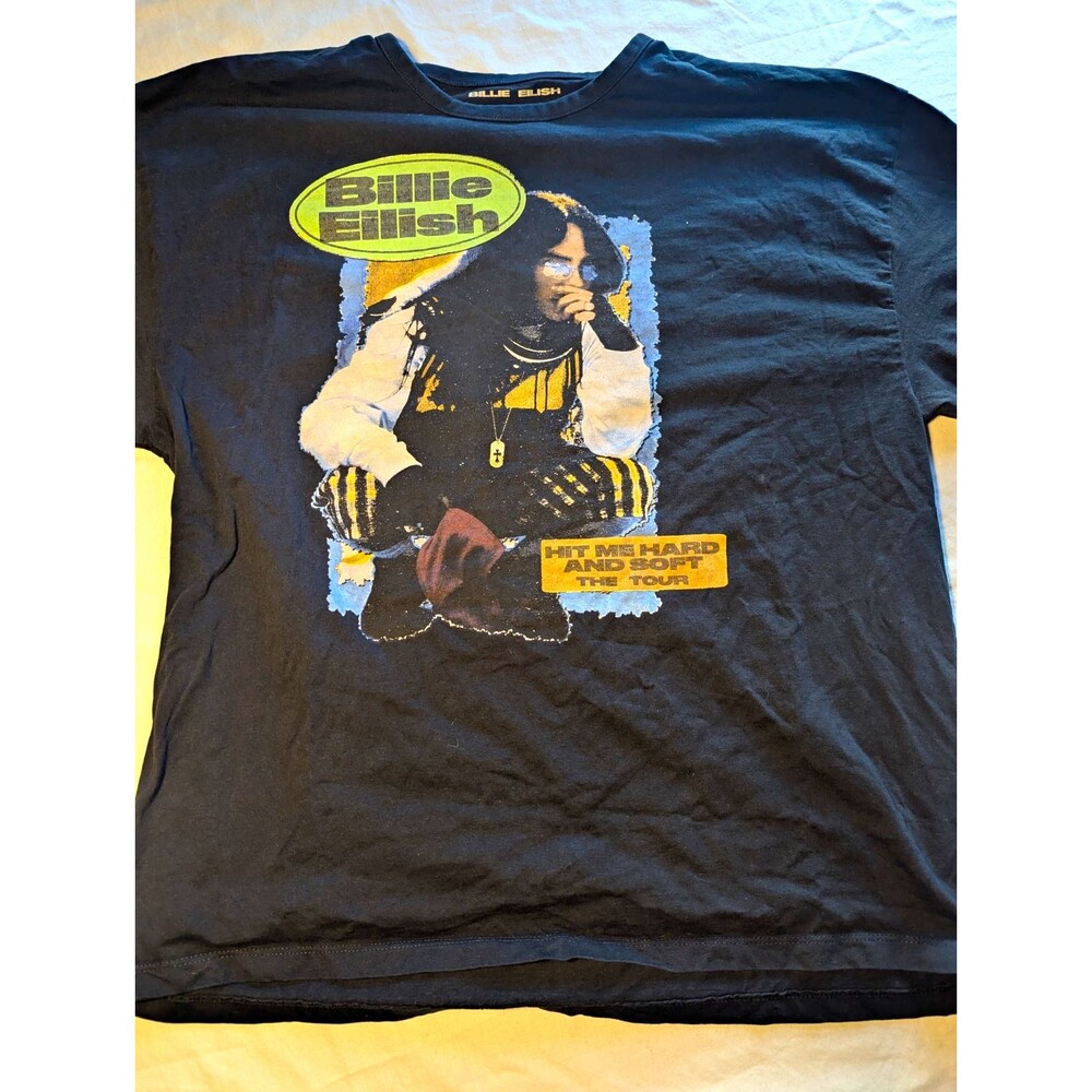 Billie Eilish Hit Me Hard and Soft Tour Black Double-Sided Graphic Tee XL